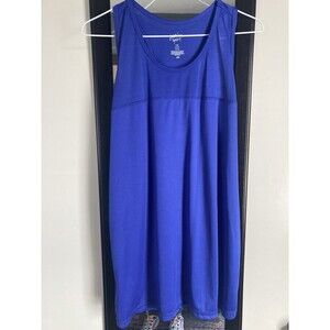 Just Be Sport Women’s Fitness Tank Top In Blue Size 1X Open Back Lower Stretch